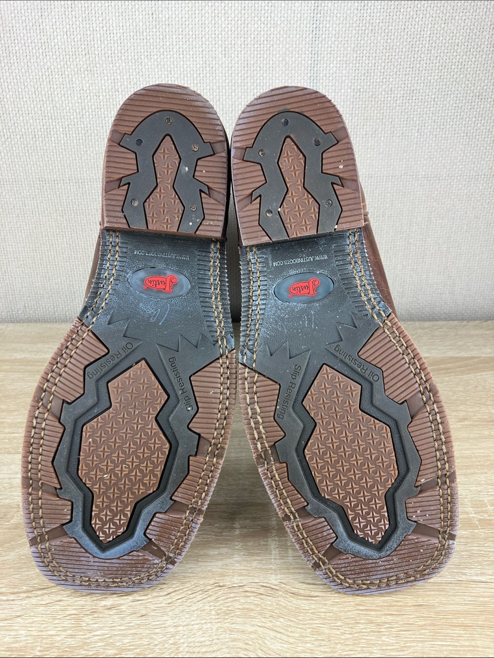 Justin 10 WIDE Stampede Rush Western Boots Cowboy Square Toe Brown Leather - Picture 7 of 16